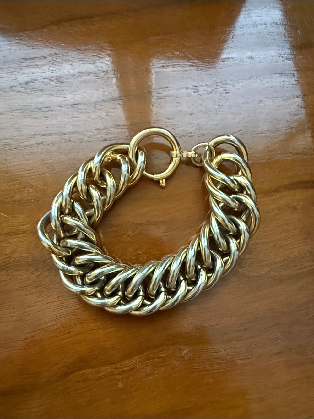 Vintage Gold Tone Chain Link Bracelet Chunky